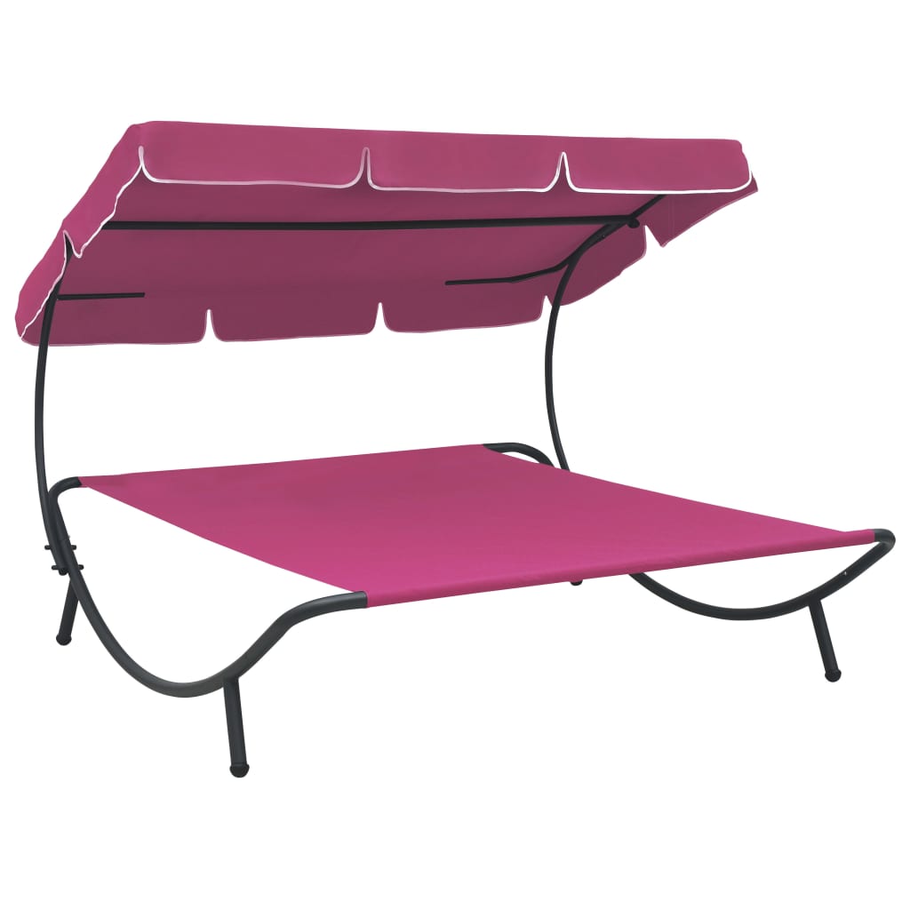 Pink Outdoor Lounge Bed with Canopy - Relax in Style & Comfort