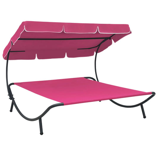 Pink Outdoor Lounge Bed with Canopy - Relax in Style & Comfort