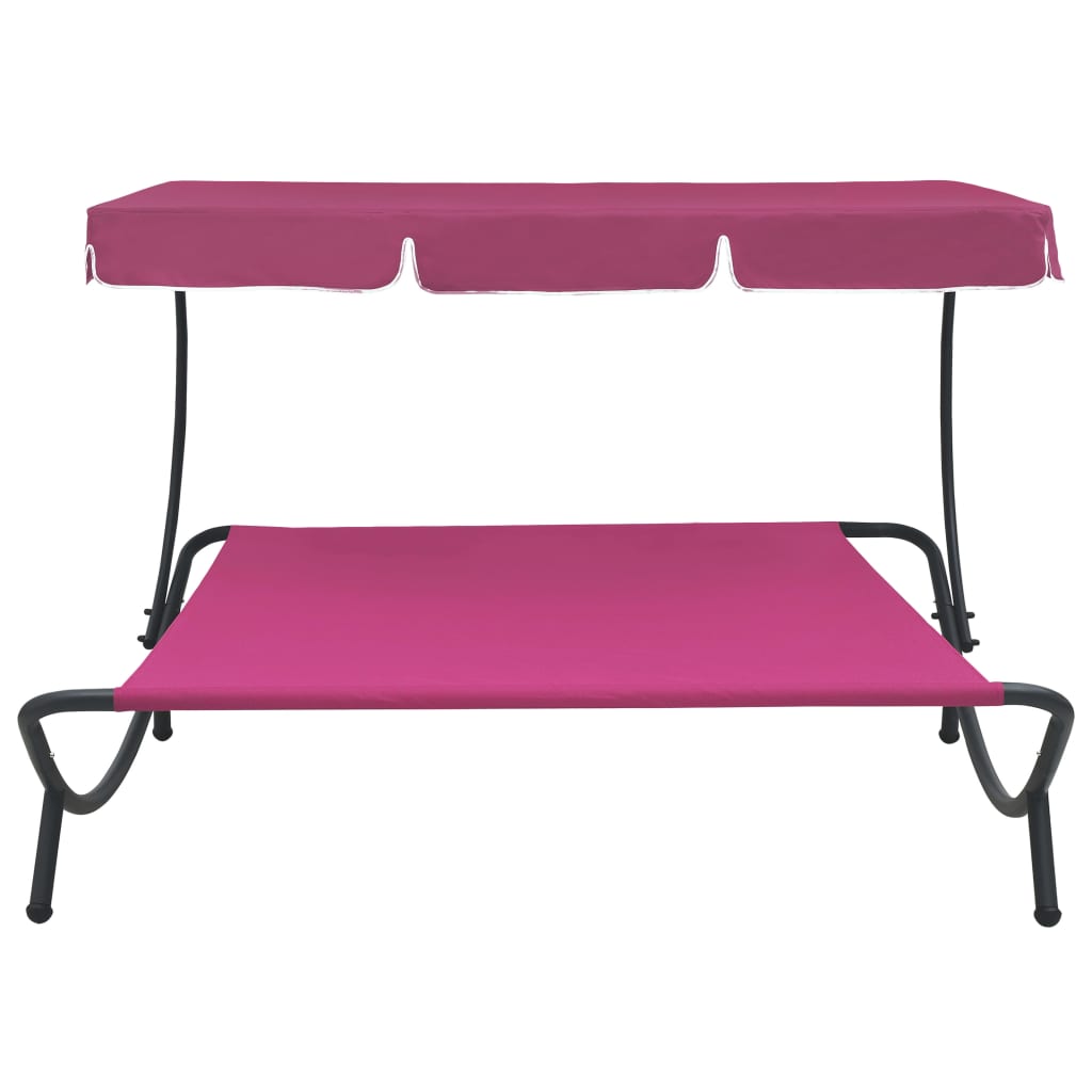 Pink Outdoor Lounge Bed with Canopy - Relax in Style & Comfort