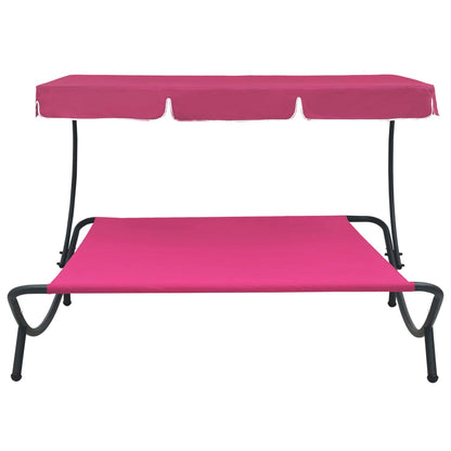 Pink Outdoor Lounge Bed with Canopy - Relax in Style & Comfort