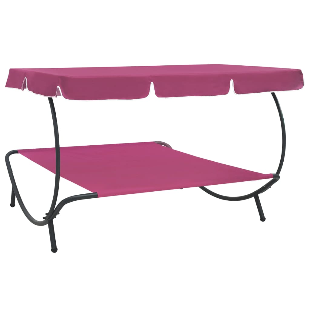 Pink Outdoor Lounge Bed with Canopy - Relax in Style & Comfort