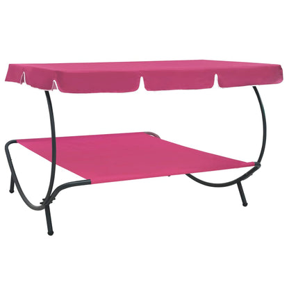 Pink Outdoor Lounge Bed with Canopy - Relax in Style & Comfort