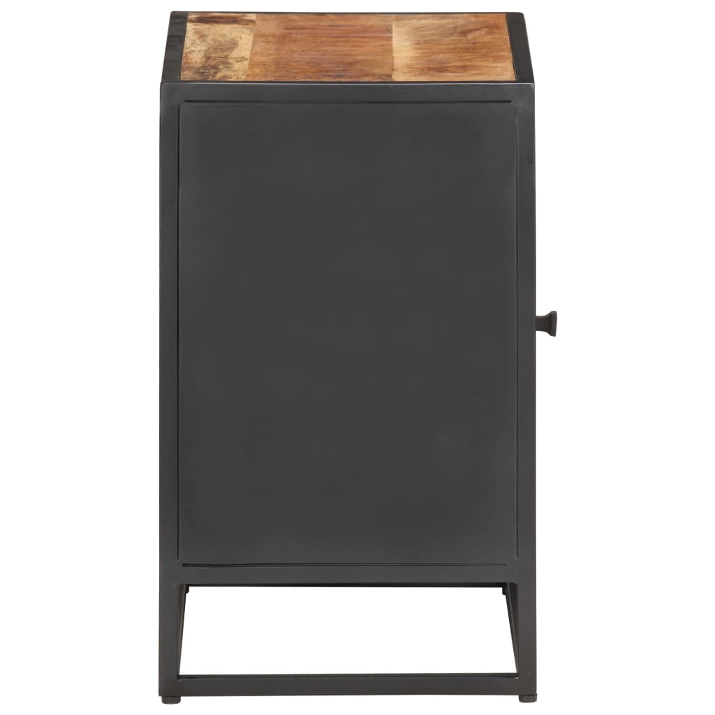Rough Mango Wood & Cane Bedside Cabinet 40x30x50 cm