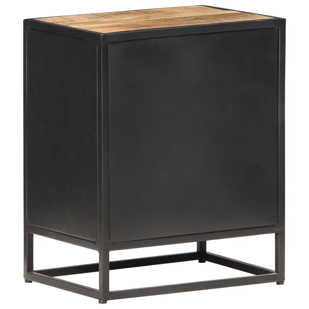 Rough Mango Wood & Cane Bedside Cabinet 40x30x50 cm