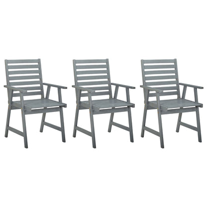 Grey Acacia Wood Outdoor Dining Chairs Set - 3 Pieces