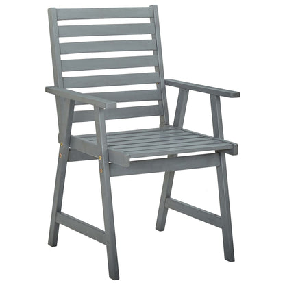 Grey Acacia Wood Outdoor Dining Chairs Set - 3 Pieces