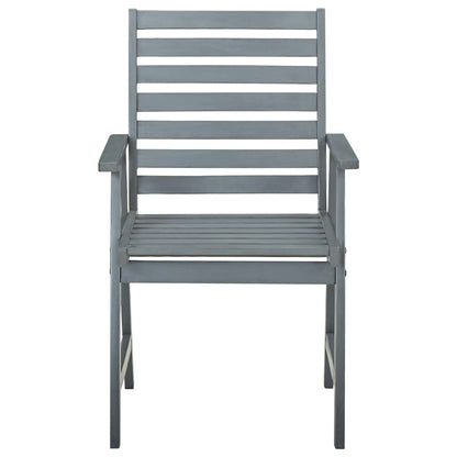 Grey Acacia Wood Outdoor Dining Chairs Set - 3 Pieces