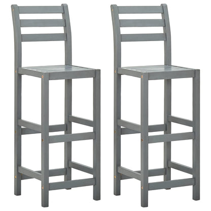 Elegant Grey Bar Stools Set of 2 - Solid Acacia Wood Design