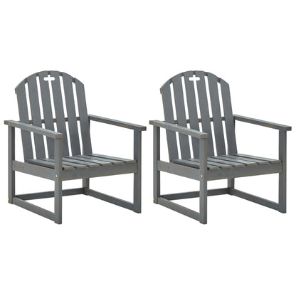Stylish Grey Acacia Wood Garden Sofa Chairs, Set of 2