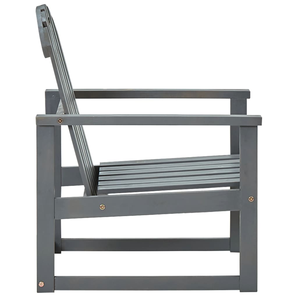 Stylish Grey Acacia Wood Garden Sofa Chairs, Set of 2