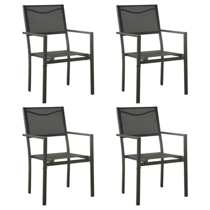 4-Piece Textilene & Steel Garden Chairs - Black & Anthracite Stylish Set