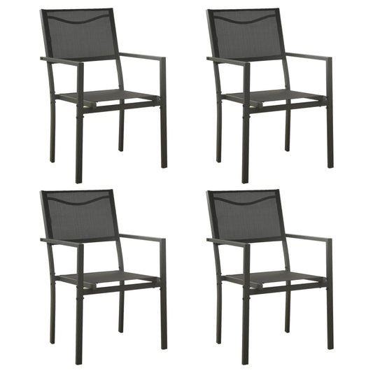 4-Piece Textilene & Steel Garden Chairs - Black & Anthracite Stylish Set