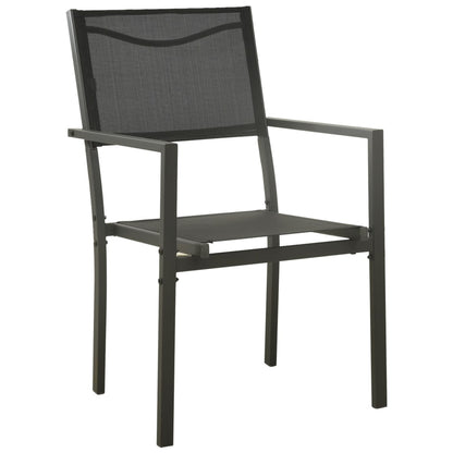 4-Piece Textilene & Steel Garden Chairs - Black & Anthracite Stylish Set