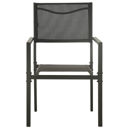 4-Piece Textilene & Steel Garden Chairs - Black & Anthracite Stylish Set