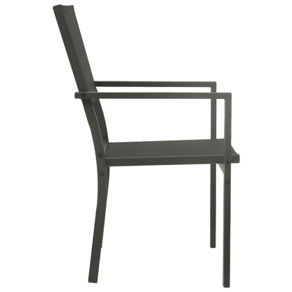 4-Piece Textilene & Steel Garden Chairs - Black & Anthracite Stylish Set