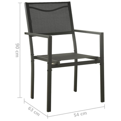4-Piece Textilene & Steel Garden Chairs - Black & Anthracite Stylish Set