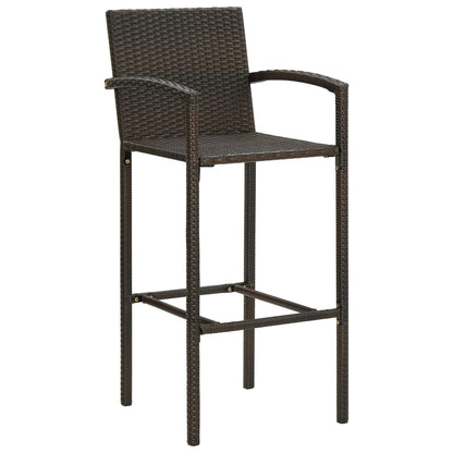 Set of 4 Brown Poly Rattan Bar Stools - Stylish & Durable Patio Seating