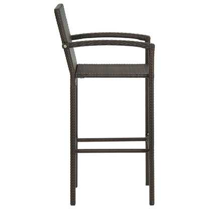 Set of 4 Brown Poly Rattan Bar Stools - Stylish & Durable Patio Seating