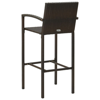 Set of 4 Brown Poly Rattan Bar Stools - Stylish & Durable Patio Seating
