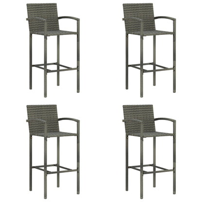 Set of 4 Grey Poly Rattan Bar Stools - Stylish & Durable Seating
