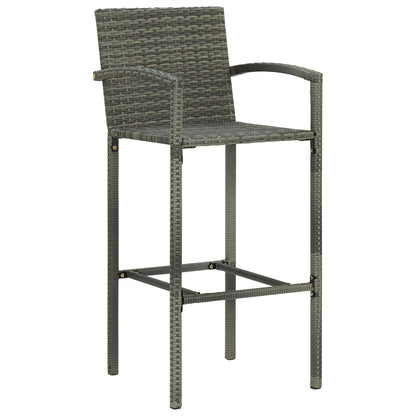 Set of 4 Grey Poly Rattan Bar Stools - Stylish & Durable Seating