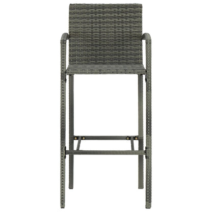 Set of 4 Grey Poly Rattan Bar Stools - Stylish & Durable Seating