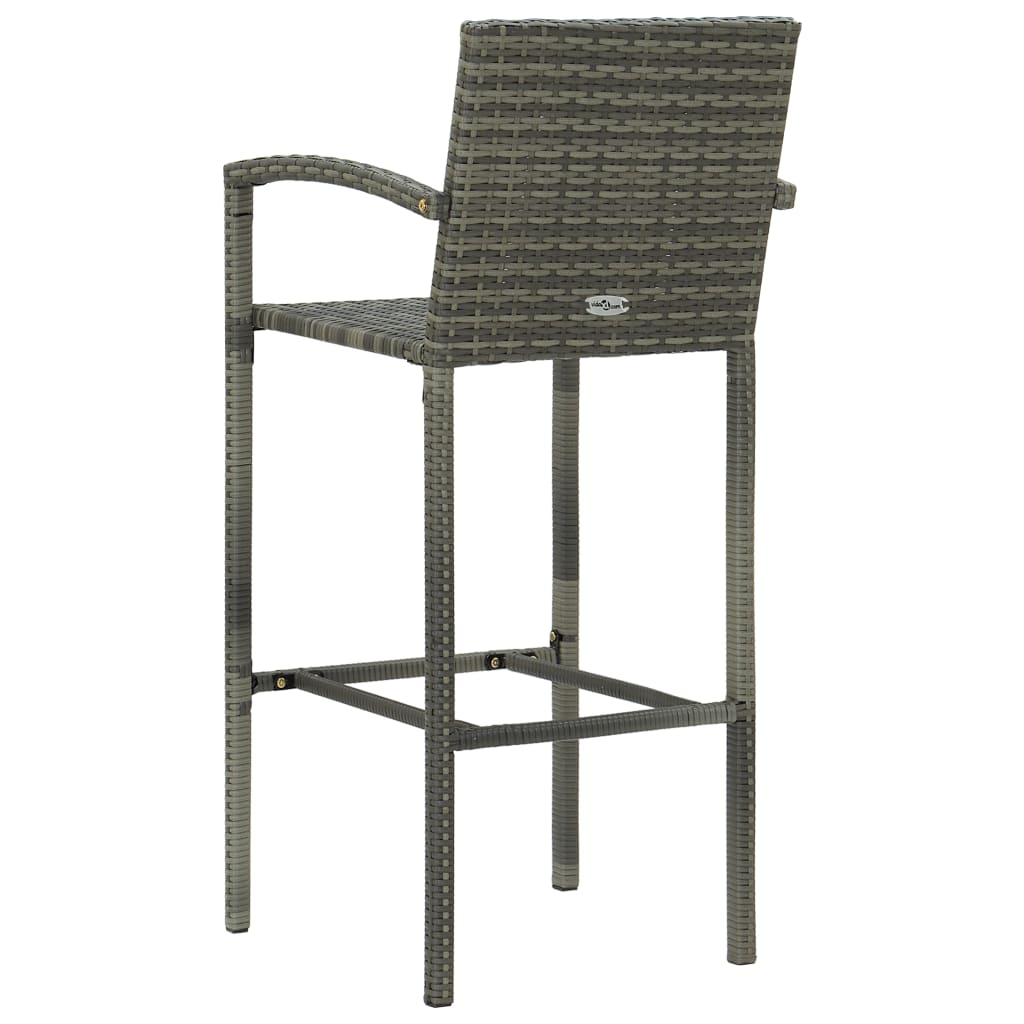 Set of 4 Grey Poly Rattan Bar Stools - Stylish & Durable Seating