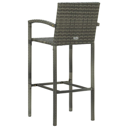 Set of 4 Grey Poly Rattan Bar Stools - Stylish & Durable Seating