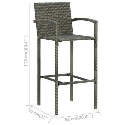 Set of 4 Grey Poly Rattan Bar Stools - Stylish & Durable Seating