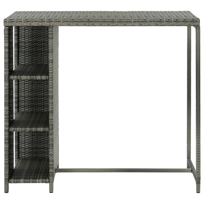 Grey Poly Rattan Bar Table with Storage Rack 120x60x110 cm