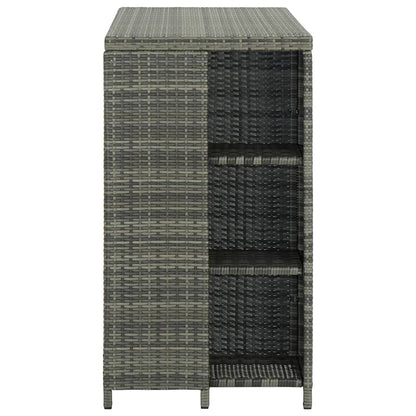 Grey Poly Rattan Bar Table with Storage Rack 120x60x110 cm
