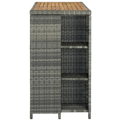 Grey Poly Rattan Bar Table w/Storage Rack 120x60x110 cm
