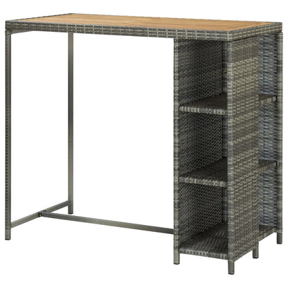 Grey Poly Rattan Bar Table w/Storage Rack 120x60x110 cm