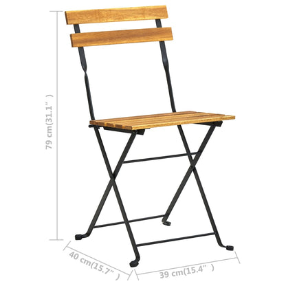 4-Piece Solid Acacia Wood Folding Bistro Chair Set