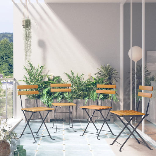 4-Piece Solid Acacia Wood Folding Bistro Chair Set