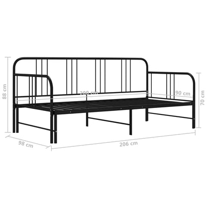 Pull-out Sofa Bed Frame without Mattress Black Metal 90x200 cm