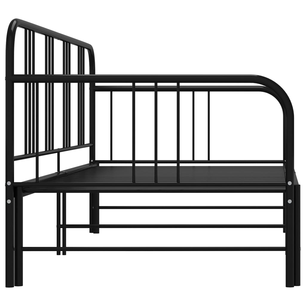 Pull-out Sofa Bed Frame without Mattress Black Metal 90x200 cm