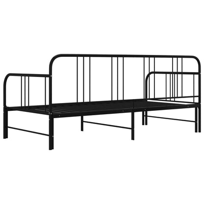 Pull-out Sofa Bed Frame without Mattress Black Metal 90x200 cm