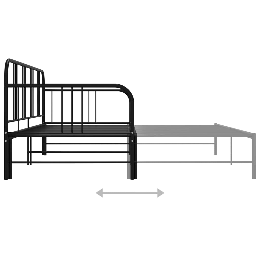 Pull-out Sofa Bed Frame without Mattress Black Metal 90x200 cm