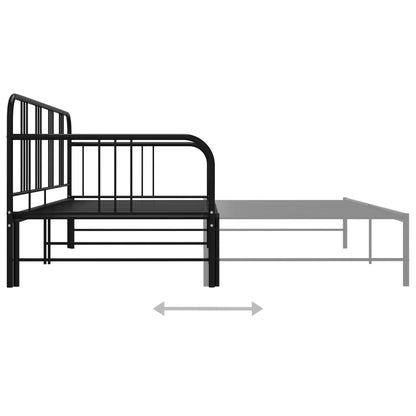 Pull-out Sofa Bed Frame without Mattress Black Metal 90x200 cm