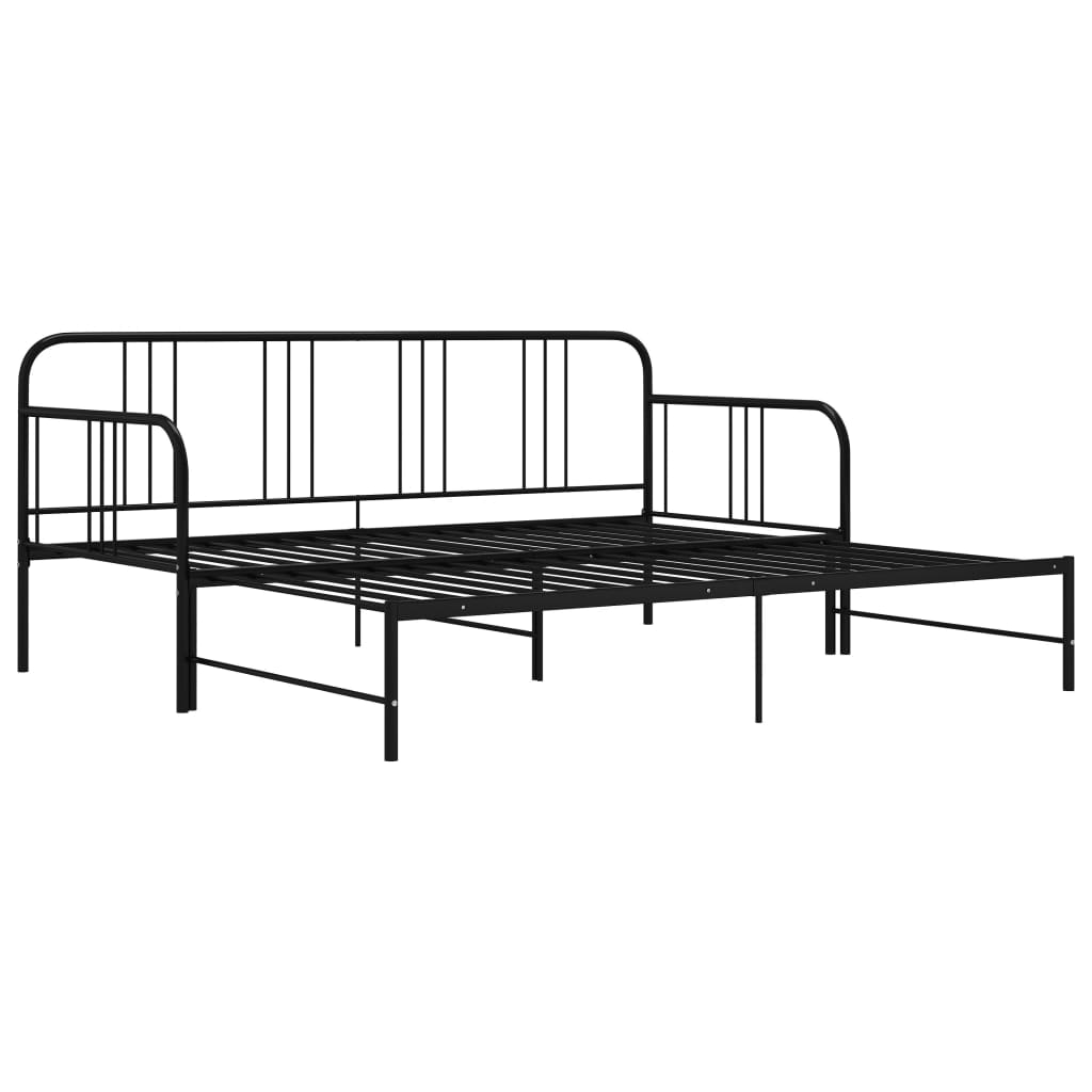 Pull-out Sofa Bed Frame without Mattress Black Metal 90x200 cm