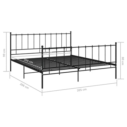 Bed Frame without Mattress Black Metal 200x200 cm