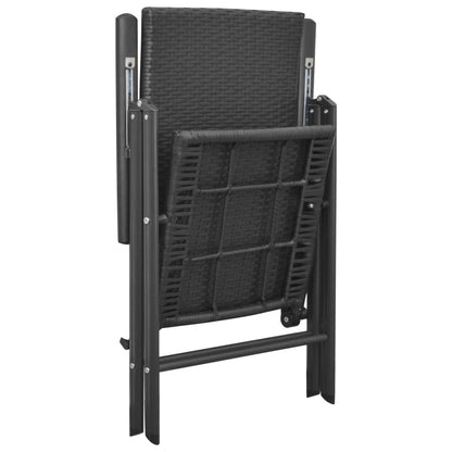4-Piece Black Poly Rattan Garden Chairs Set - Stylish & Durable