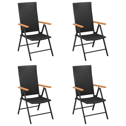 4-Piece Black Poly Rattan Garden Chairs Set – Stylish & Durable
