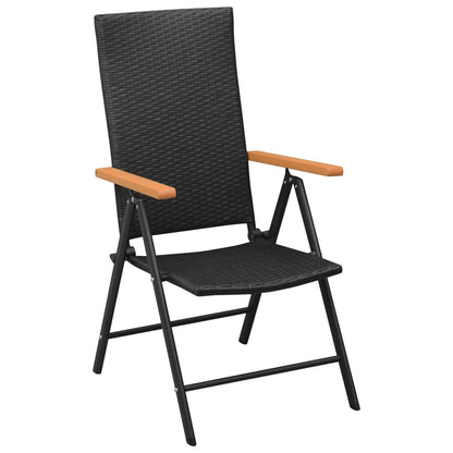 4-Piece Black Poly Rattan Garden Chairs Set – Stylish & Durable