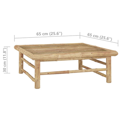 Compact Bamboo Garden Table 65x65x30 cm - Natural Finish