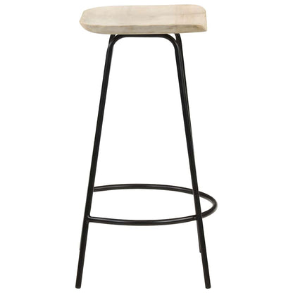 Solid Mango Wood Bar Stools, 2-Piece Set - Natural Finish