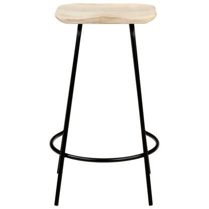 4-Piece Solid Mango Wood Bar Stools - Natural Finish