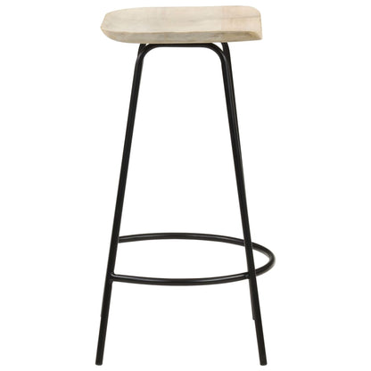 4-Piece Solid Mango Wood Bar Stools - Natural Finish