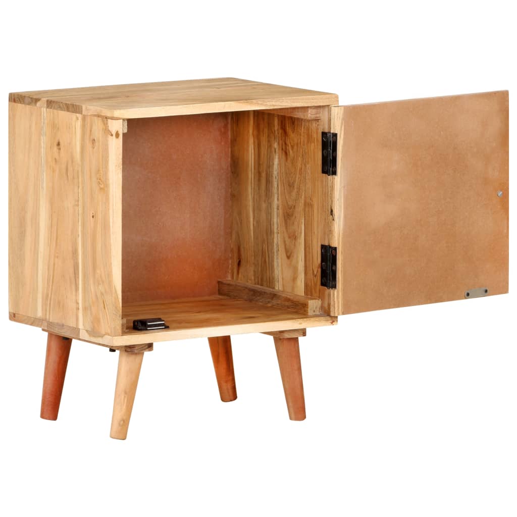 Solid Acacia Wood Bedside Cabinet 40x30x50 cm - Elegant Design